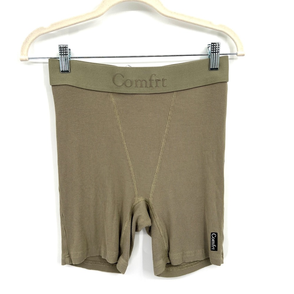 Comfrt ribbed biker shorts sage green high rise comfy lightweight‎ M